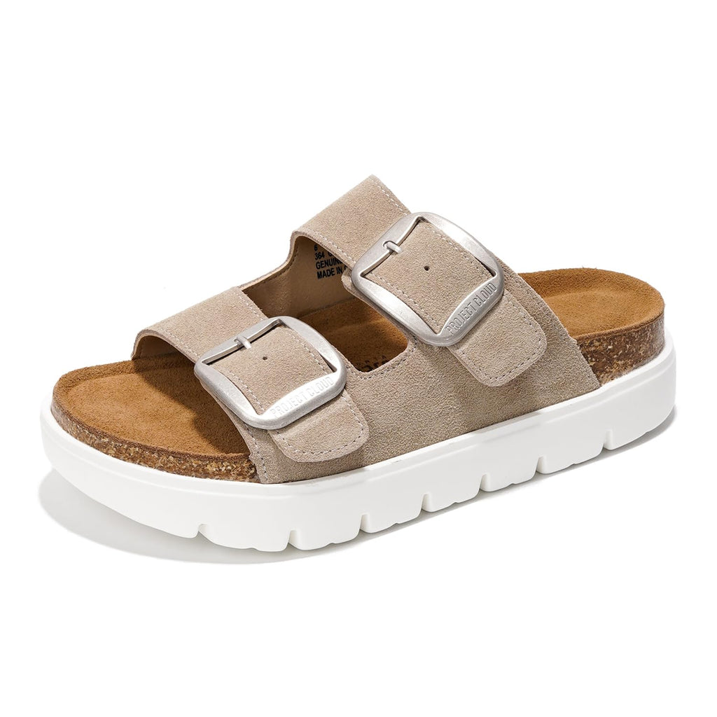 Greece Chunky | Sandalias de Plataforma de Cuero Genuino | Plantilla Plush | Antideslizantes