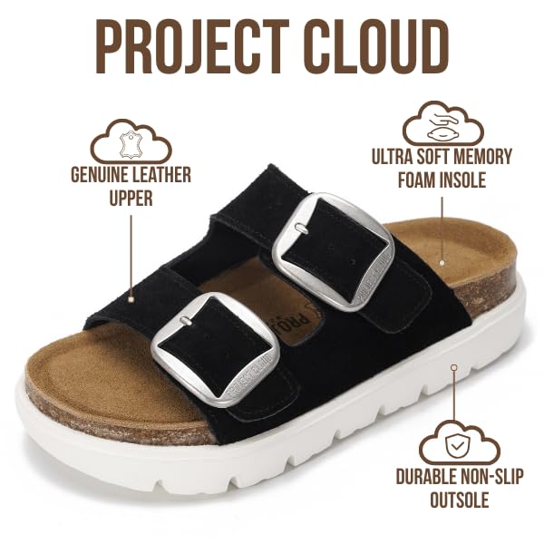 Greece Chunky | Sandalias de Plataforma de Cuero Genuino | Plantilla Plush | Antideslizantes