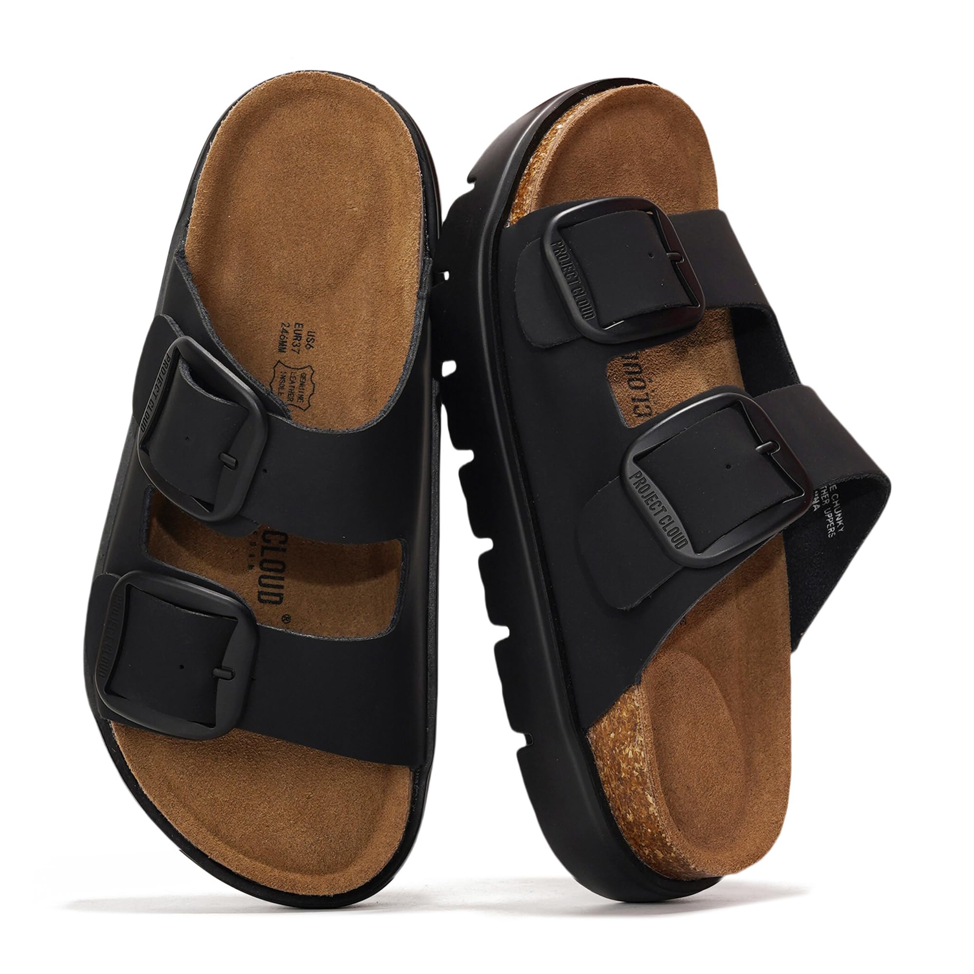 Greece Chunky | Sandalias de Plataforma de Cuero Genuino | Plantilla Plush | Antideslizantes