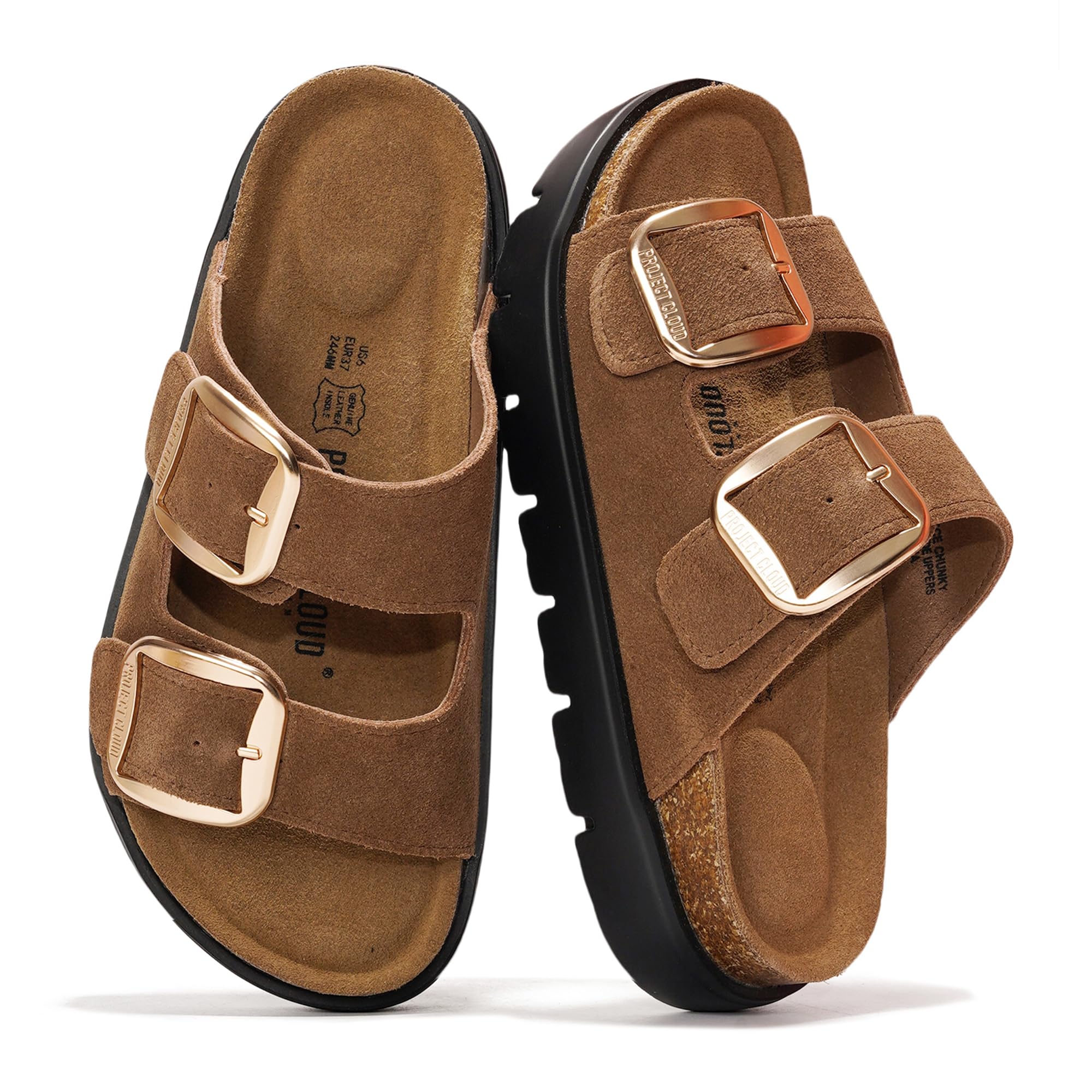 Greece Chunky | Sandalias de Plataforma de Cuero Genuino | Plantilla Plush | Antideslizantes