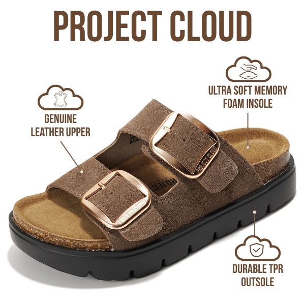 Greece Chunky | Sandalias de Plataforma de Cuero Genuino | Plantilla Plush | Antideslizantes