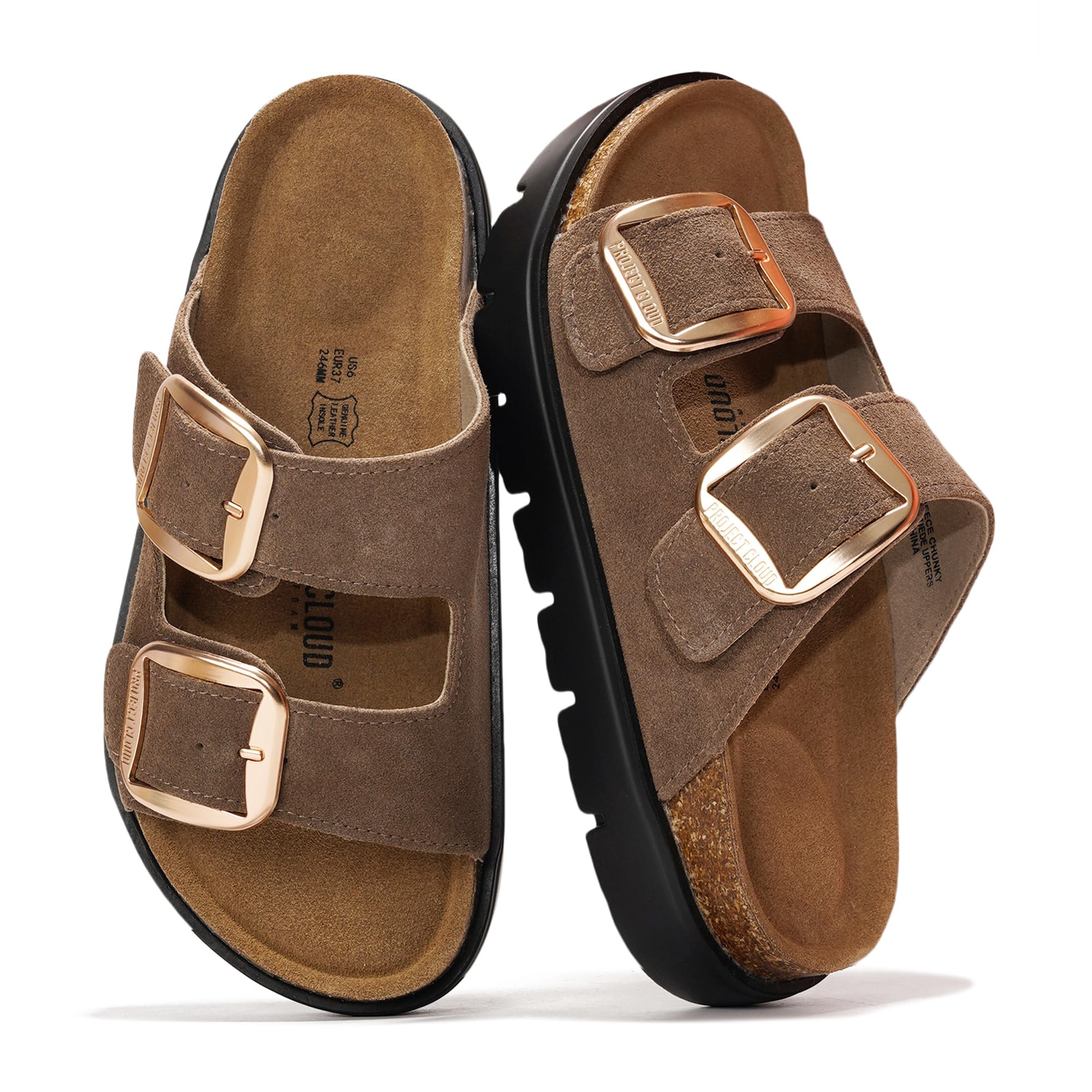 Greece Chunky | Sandalias de Plataforma de Cuero Genuino | Plantilla Plush | Antideslizantes