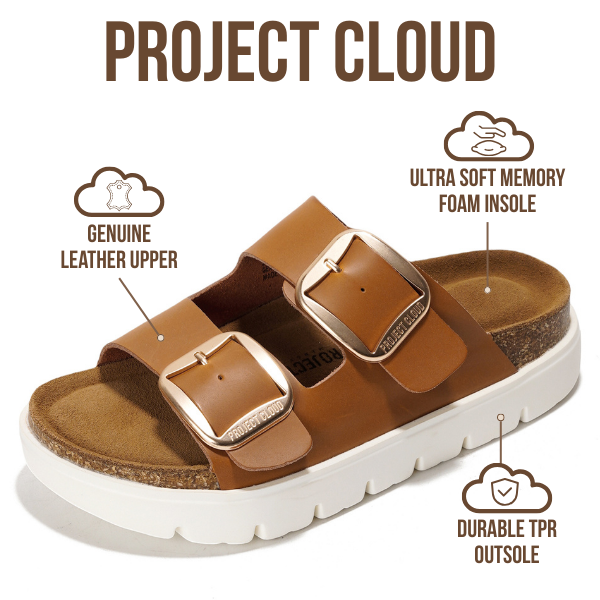 Greece Chunky | Sandalias de Plataforma de Cuero Genuino | Plantilla Plush | Antideslizantes