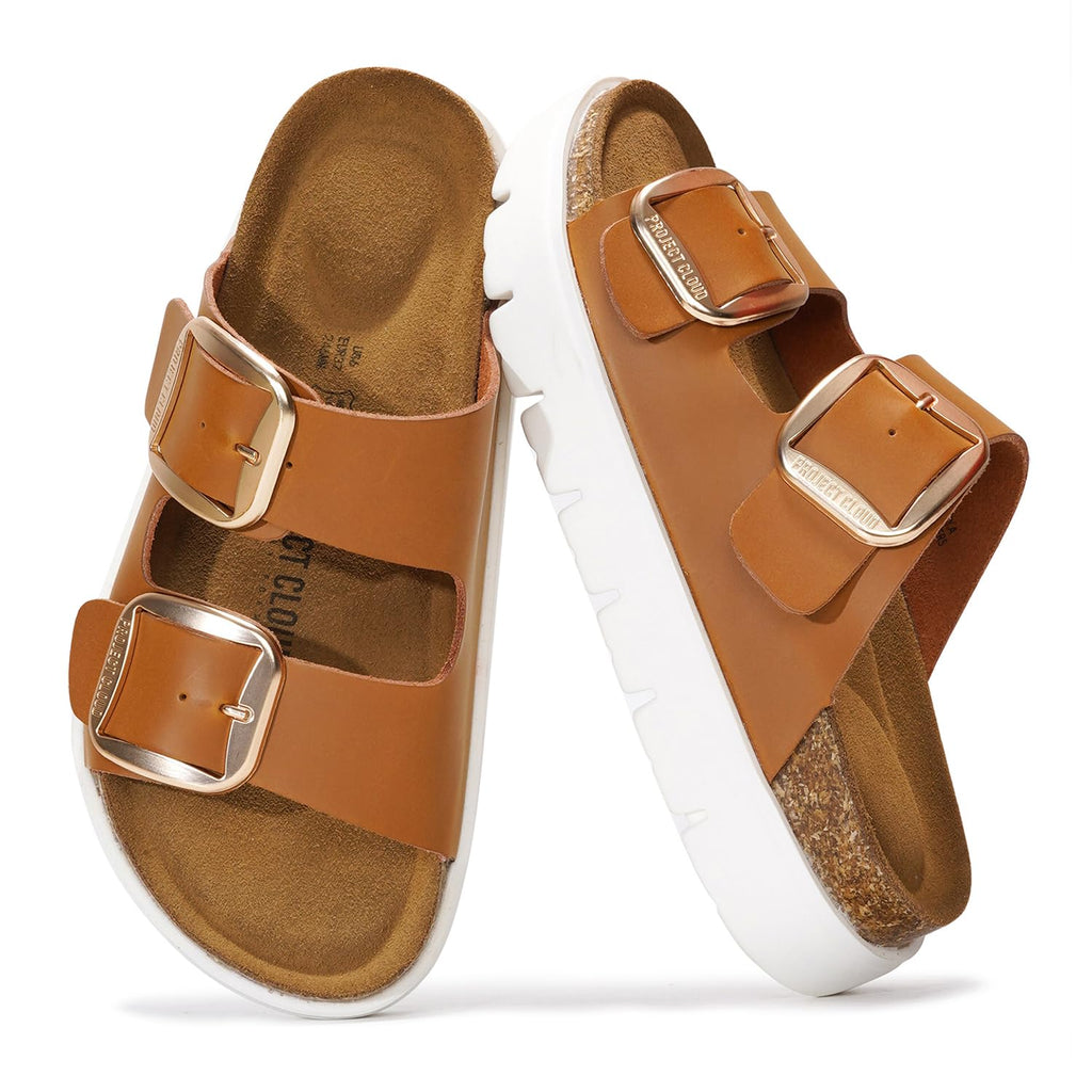 Greece Chunky | Sandalias de Plataforma de Cuero Genuino | Plantilla Plush | Antideslizantes