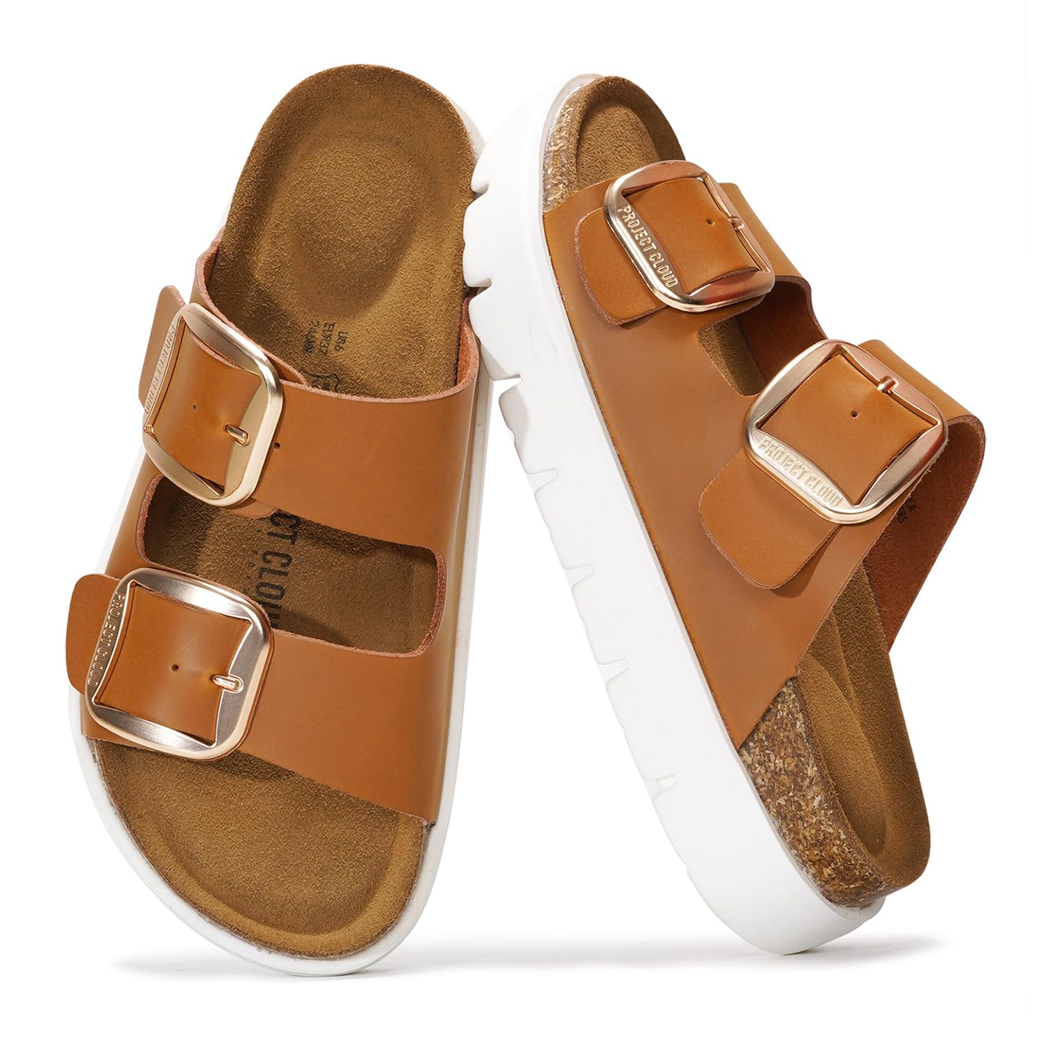 Greece Chunky | Sandalias de Plataforma de Cuero Genuino | Plantilla Plush | Antideslizantes