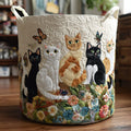 Gatos del Jardín | Cesto Artesanal de Ropa