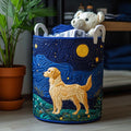 Encanto de Perro Dorado | Cesto Artesanal de Ropa