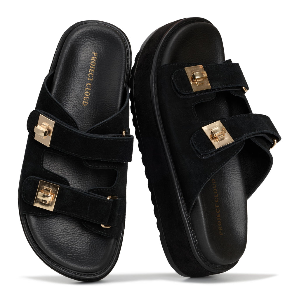 Havana | Sandalias de Plataforma de Cuero Genuino | Memory Foam | Ligeras | Antideslizantes