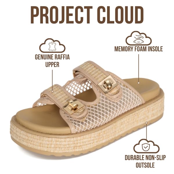 Havana | Sandalias de Plataforma de Cuero Genuino | Memory Foam | Ligeras | Antideslizantes