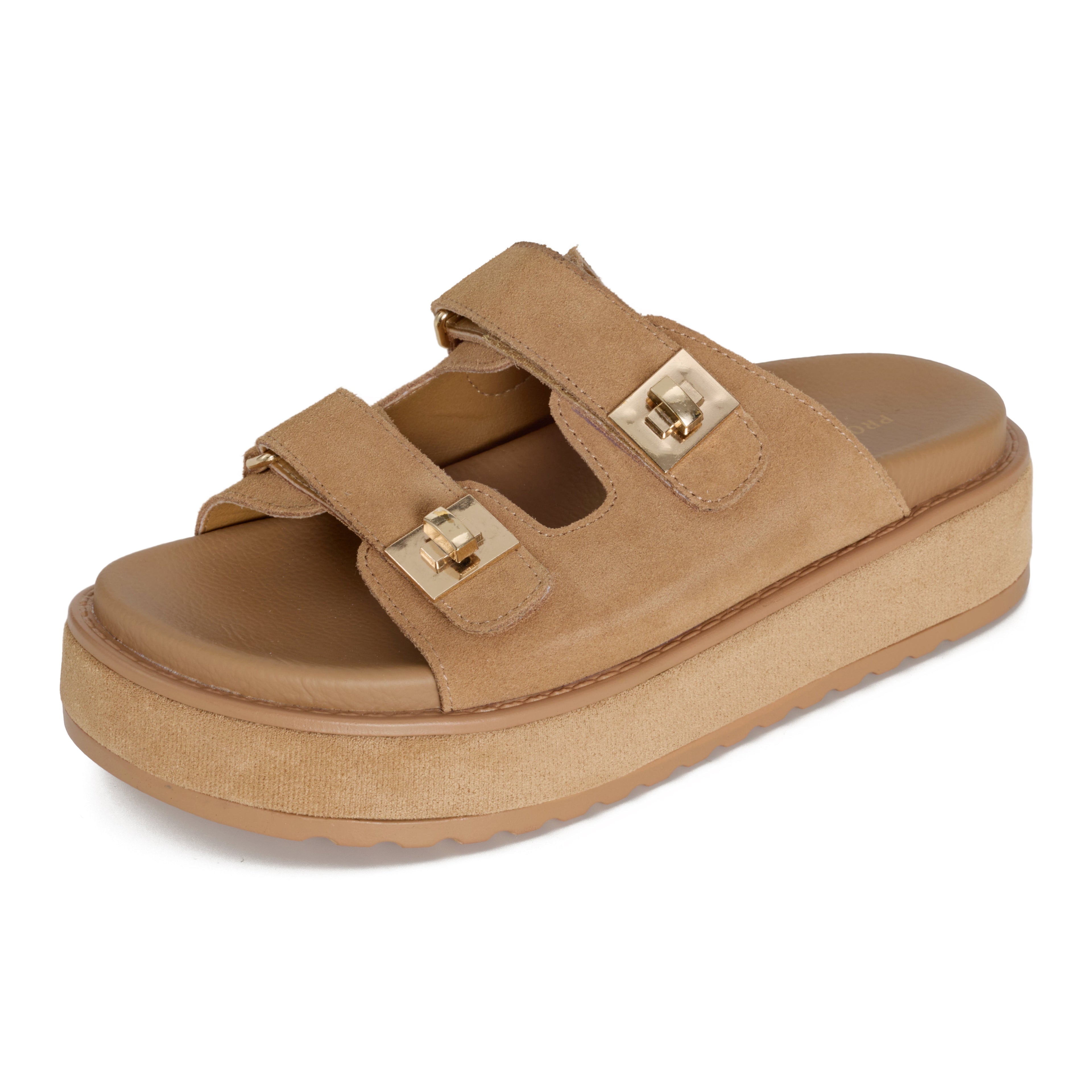 Havana | Sandalias de Plataforma de Cuero Genuino | Memory Foam | Ligeras | Antideslizantes