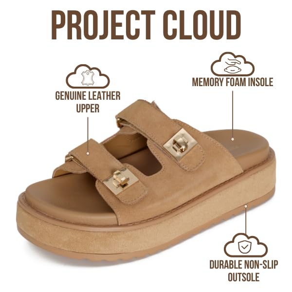 Havana | Sandalias de Plataforma de Cuero Genuino | Memory Foam | Ligeras | Antideslizantes