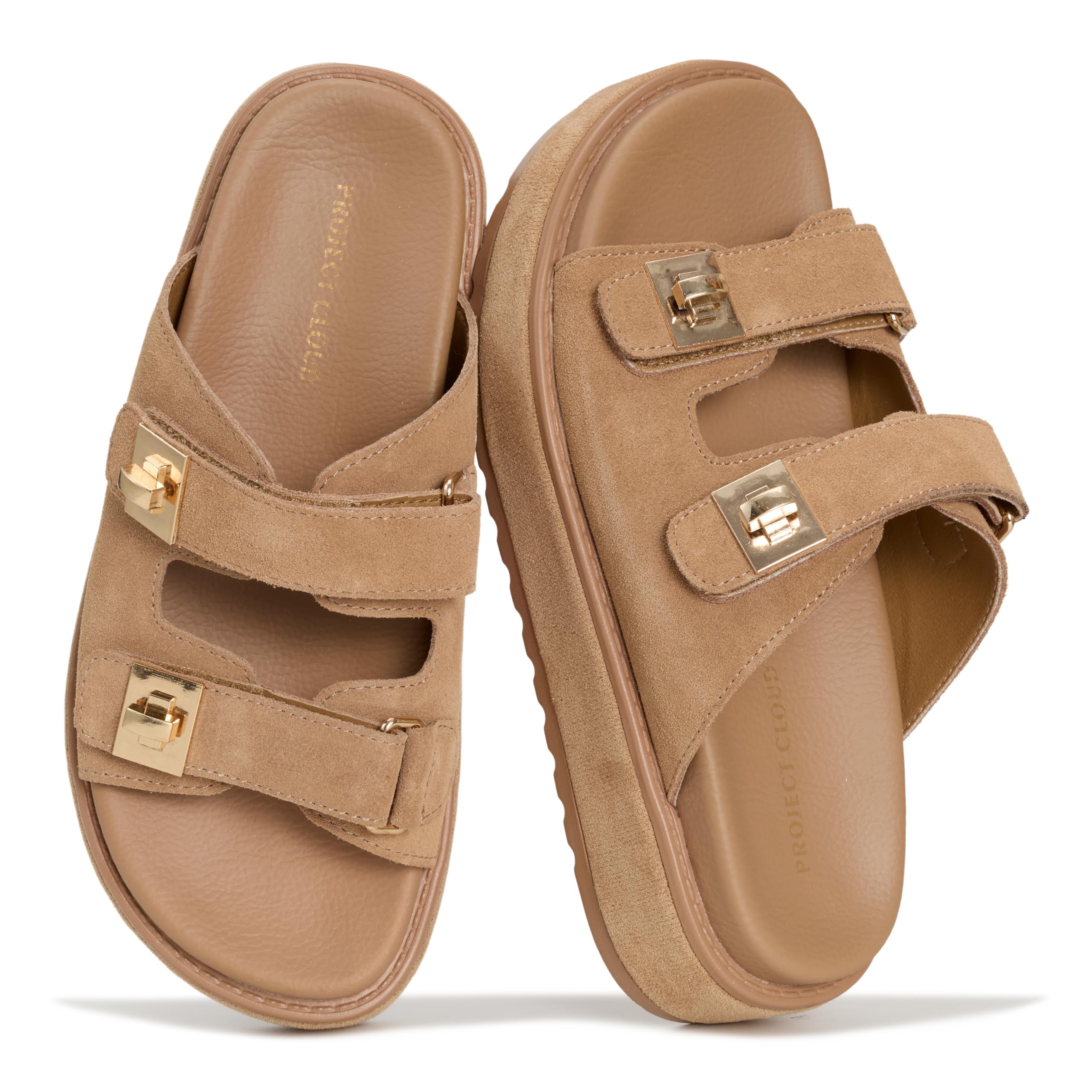 Havana | Sandalias de Plataforma de Cuero Genuino | Memory Foam | Ligeras | Antideslizantes