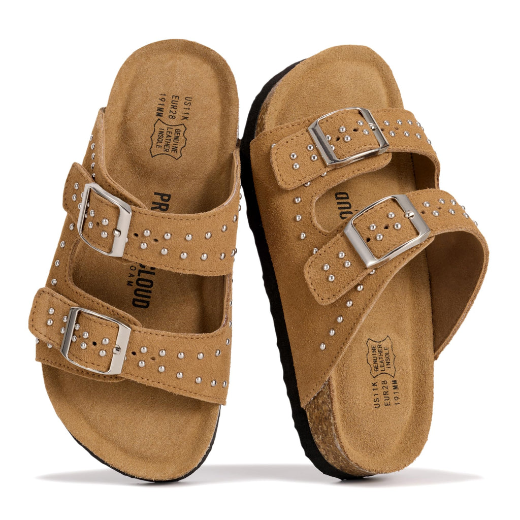 Little Venita Studded | Slides de Cuero con Tachuelas para Niños | Resistente al Agua | Antideslizantes