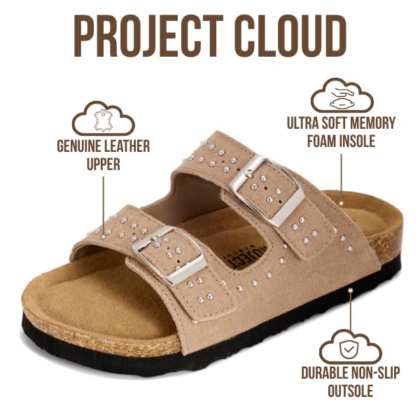 Little Venita Studded | Slides de Cuero con Tachuelas para Niños | Resistente al Agua | Antideslizantes
