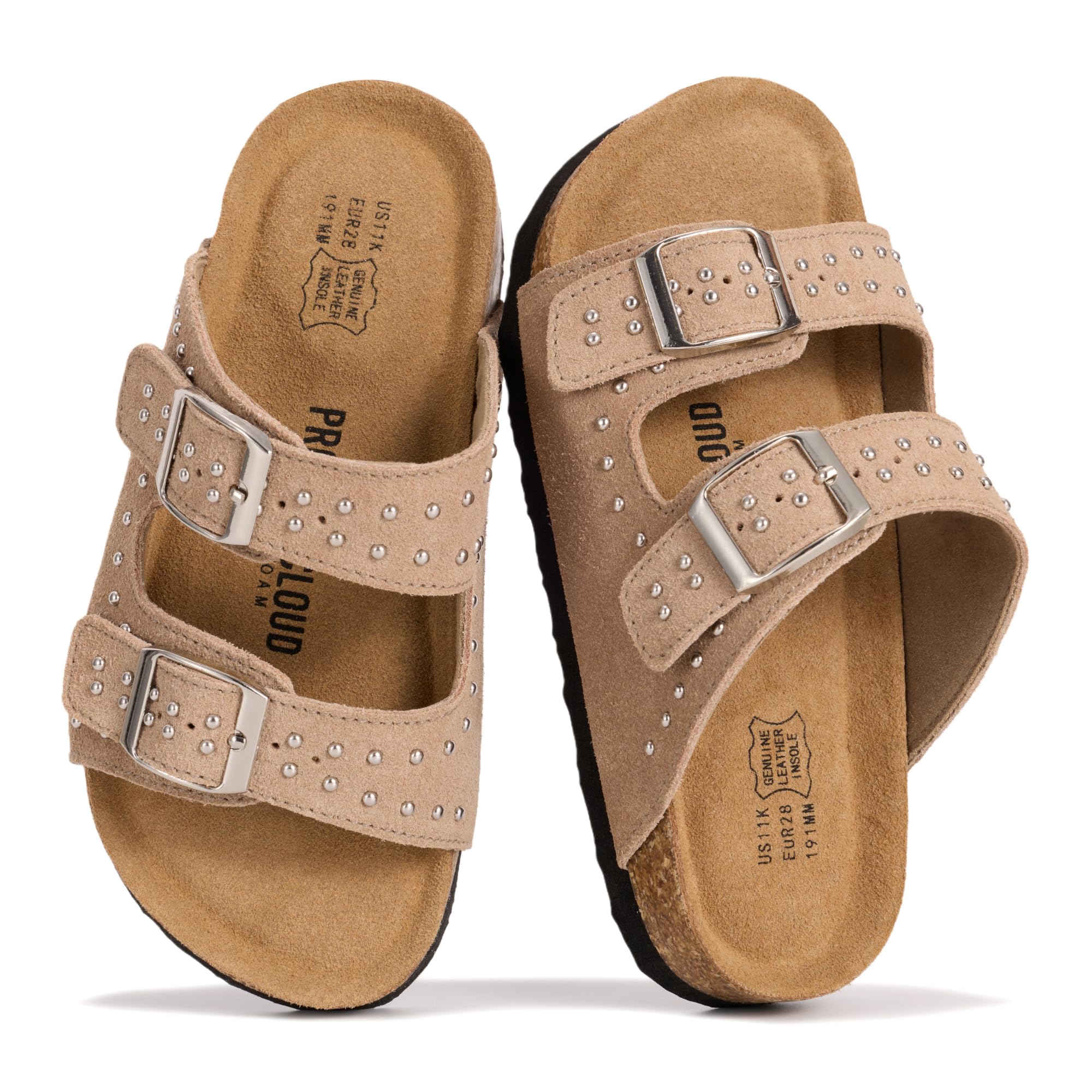 Little Venita Studded | Slides de Cuero con Tachuelas para Niños | Resistente al Agua | Antideslizantes