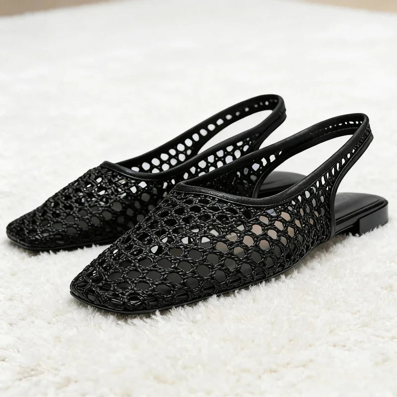 ALBIONA™ | Sandalias Planas de Malla con Punta Cuadrada