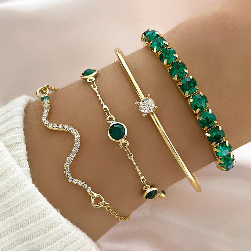 Set de Pulseras con Piedra Verde