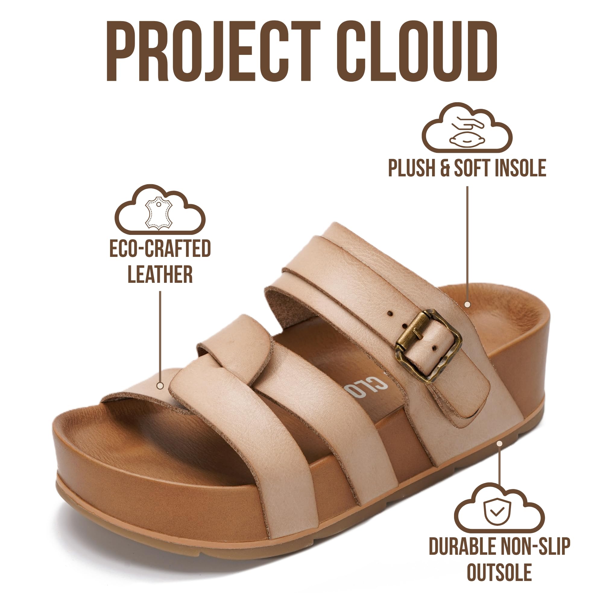 Proud | Sandalias de Plataforma Eco-Cuero | Ligeras | Antideslizantes
