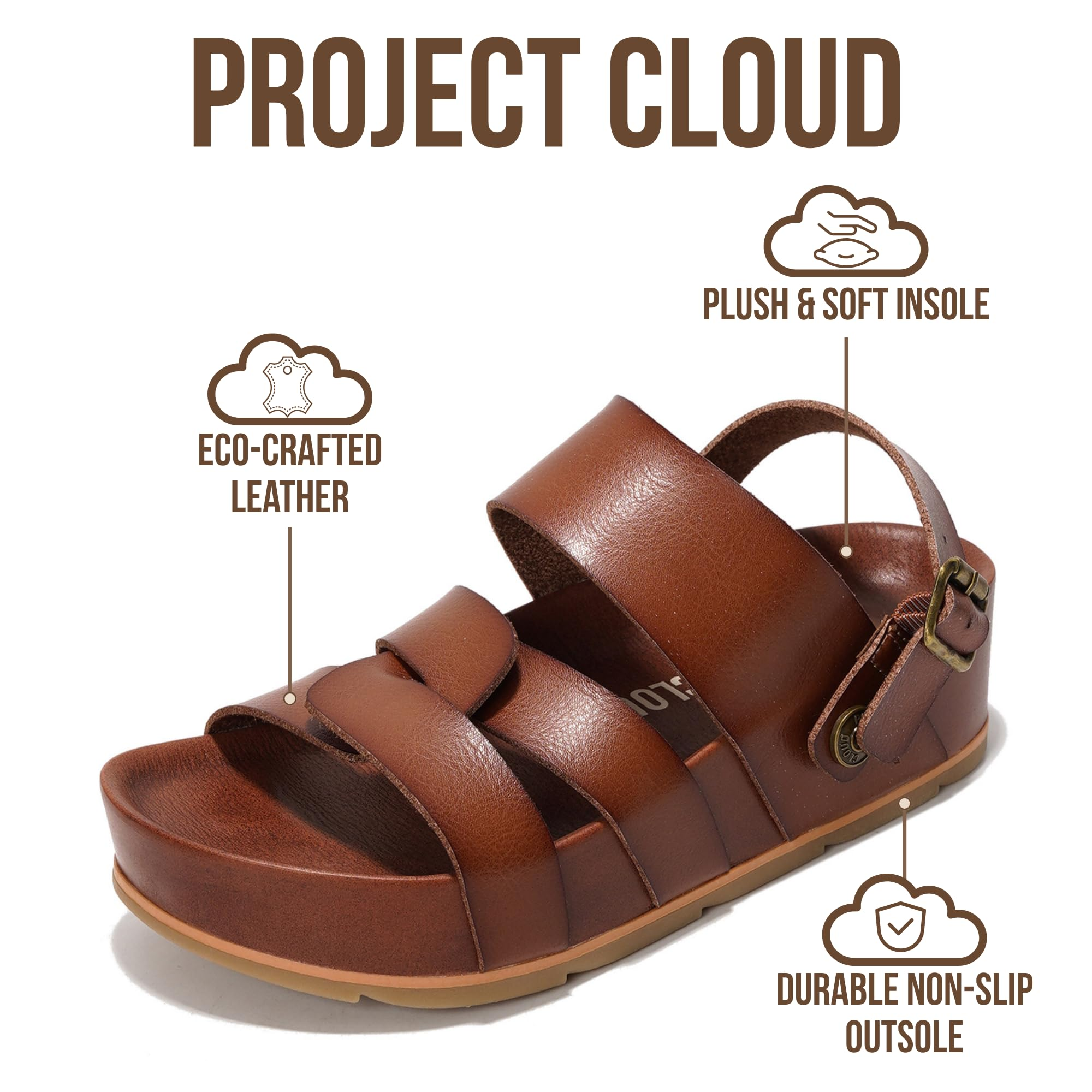 Proud | Sandalias de Plataforma Eco-Cuero | Ligeras | Antideslizantes