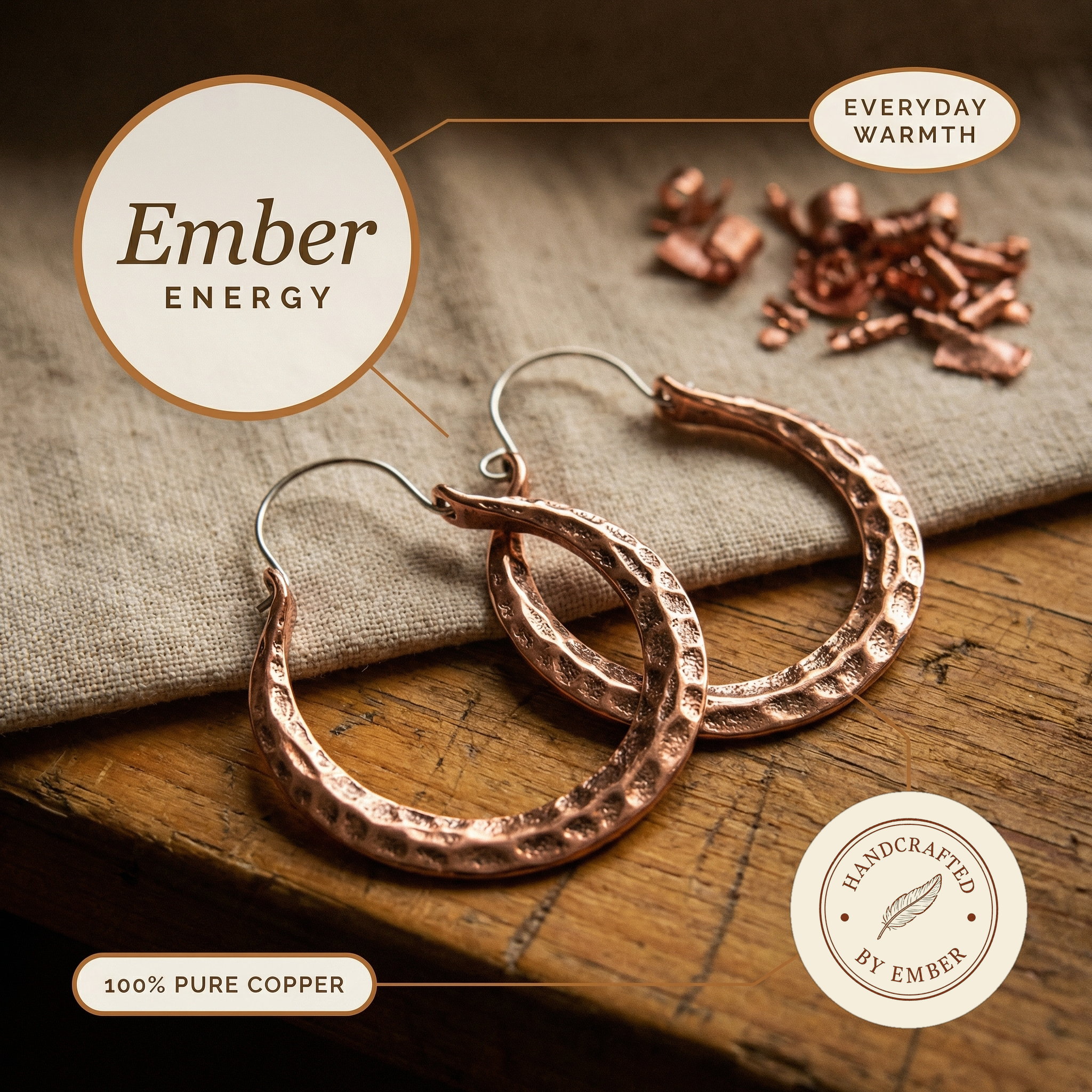 Aretes de Cobre Ember's Ember