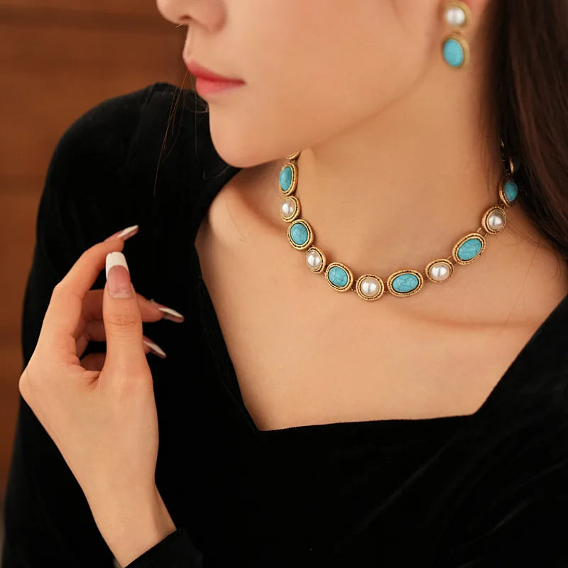 Set Antiguo de Turquesa y Perla