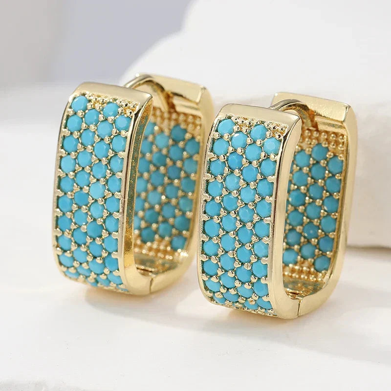 Aretes de Aro Dorados de Turquesa