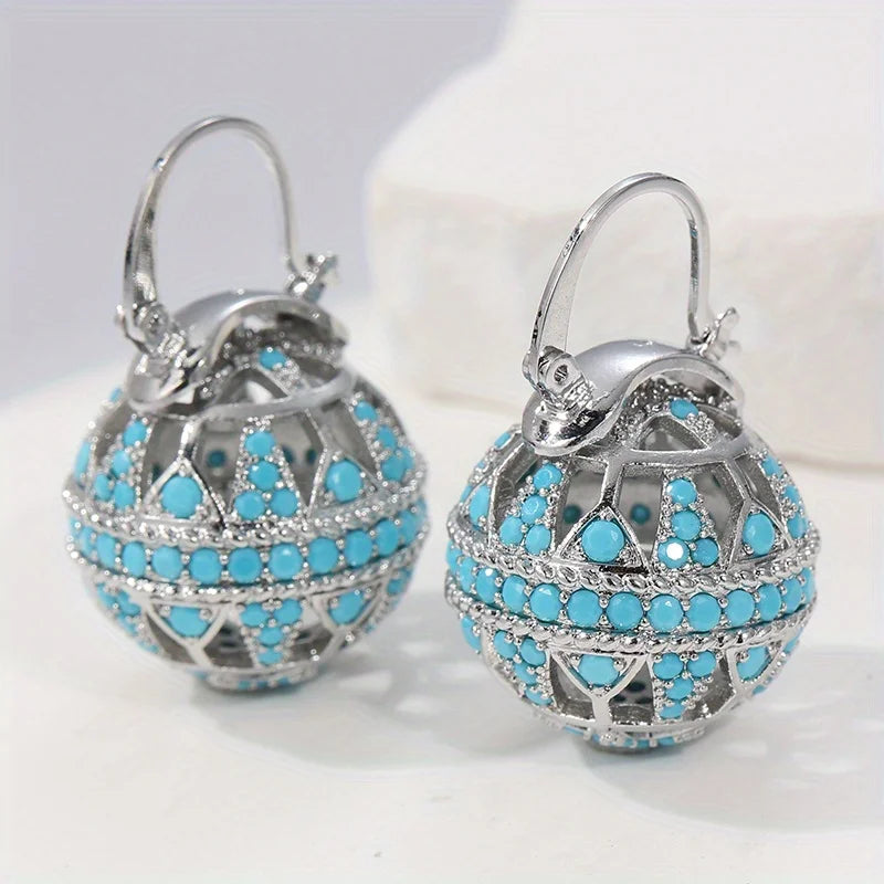 Aretes Dorados con Mandala de Turquesa