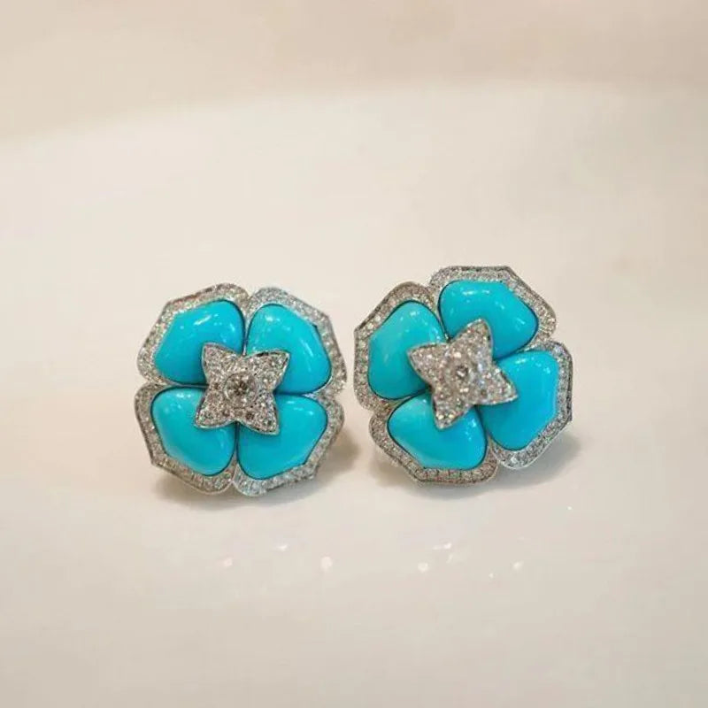 Aretes de Flor de Turquesa