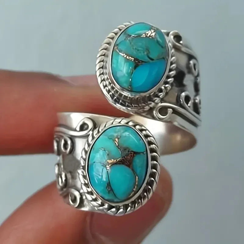 Anillo de Banda de Turquesa y Plata