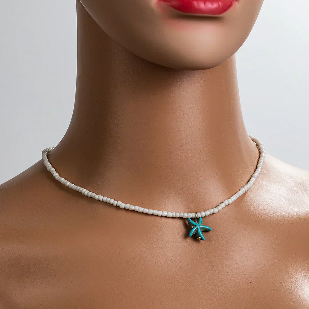 Collar de Estrella de Mar y Turquesa