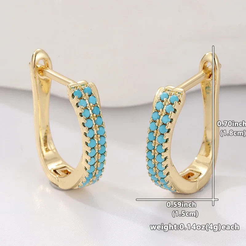 Aretes de Aro Clásicos de Turquesa