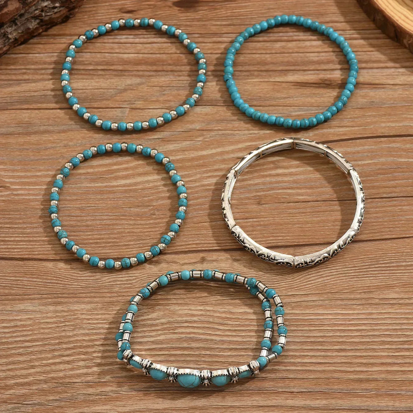 Set Premium de Pulseras de Cuentas de Turquesa
