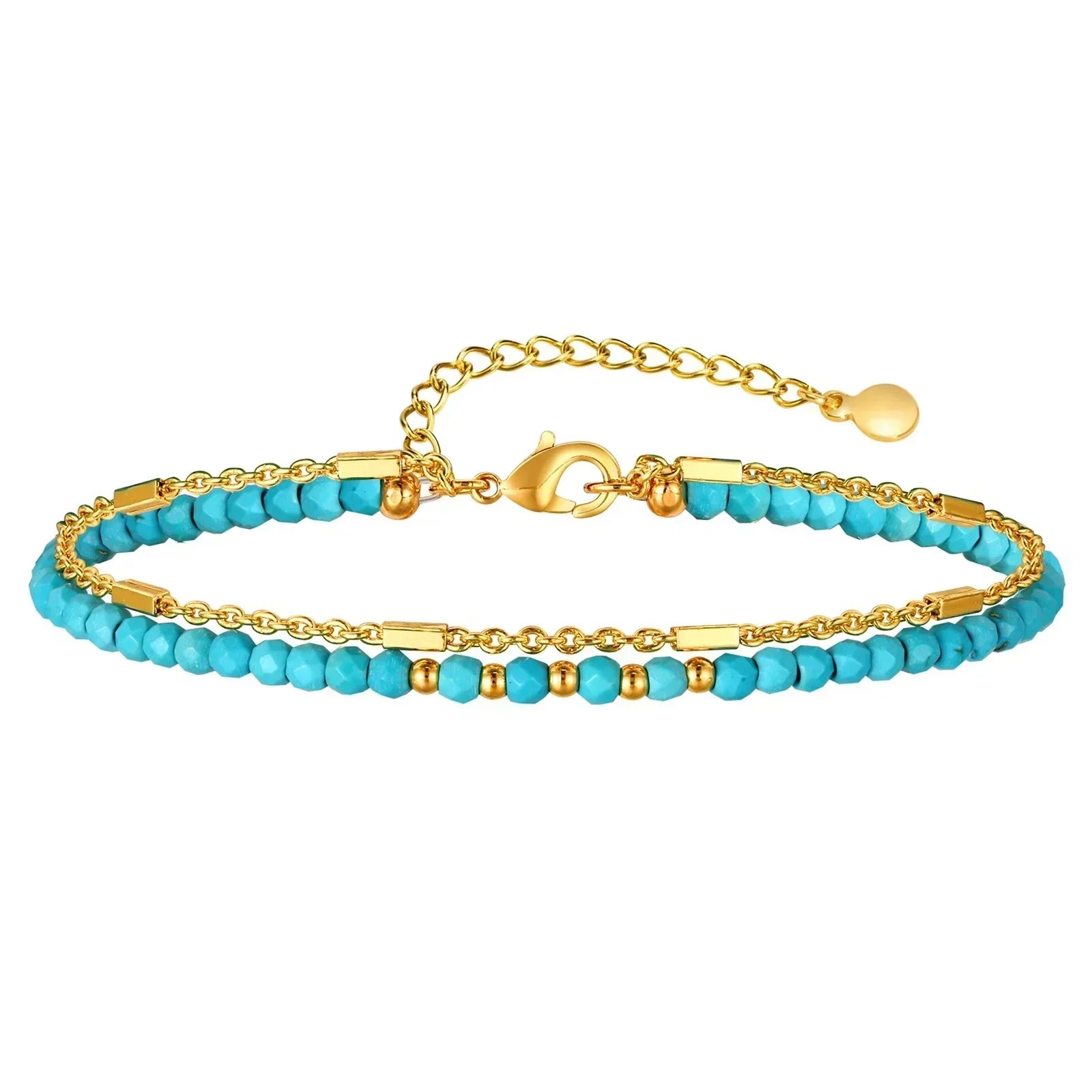 Pulsera Radiante de Cadena Dorada con Turquesa