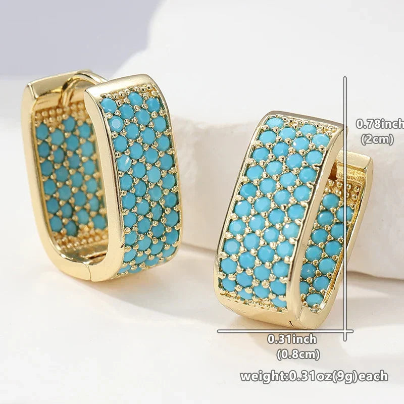 Aretes de Aro Dorados de Turquesa