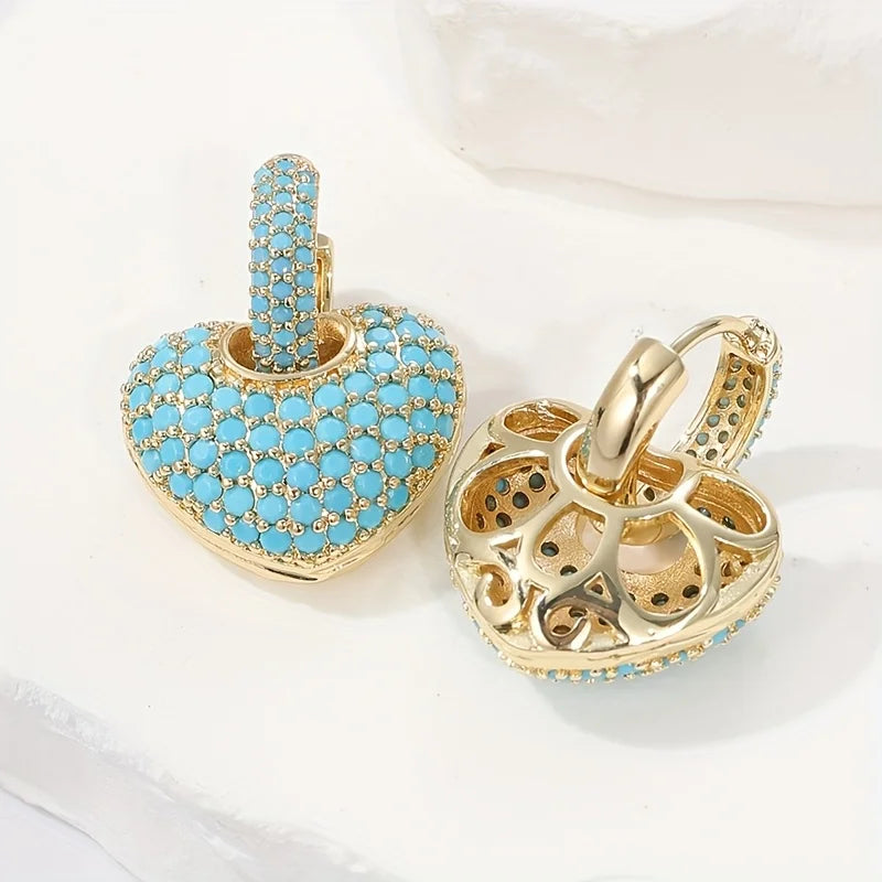 Aretes Elegantes de Corazón de Turquesa