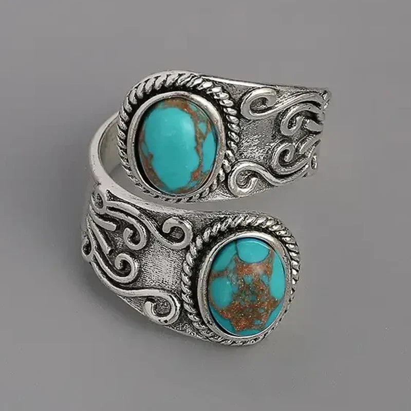 Anillo de Banda de Turquesa y Plata
