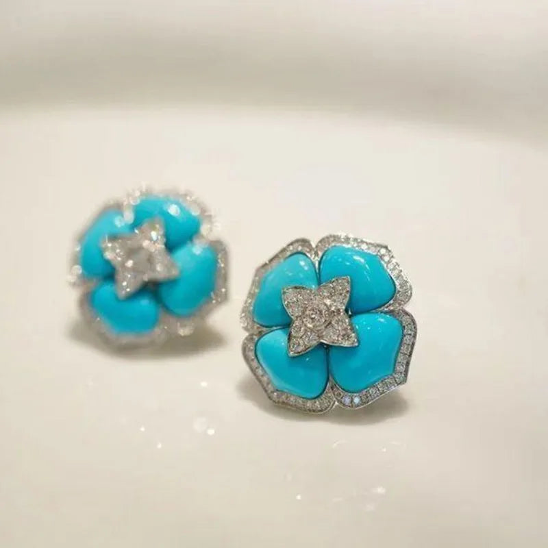 Aretes de Flor de Turquesa