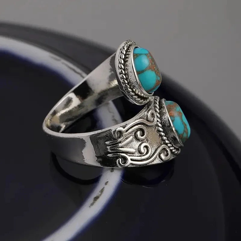 Anillo de Banda de Turquesa y Plata