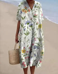 Vestido fluido informal vintage con estampado floral para mujer