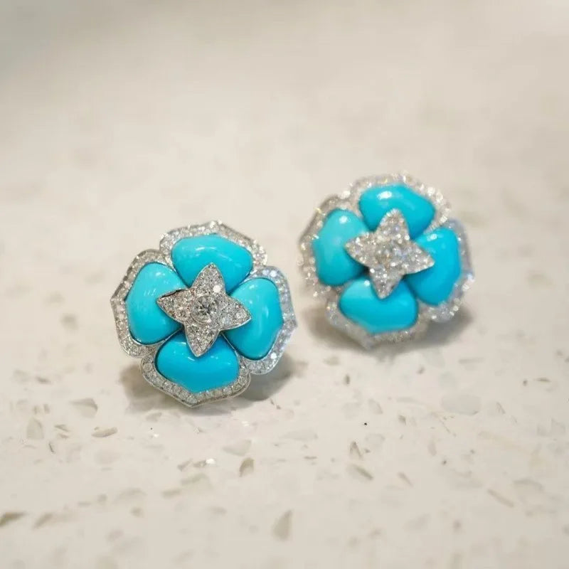 Aretes de Flor de Turquesa