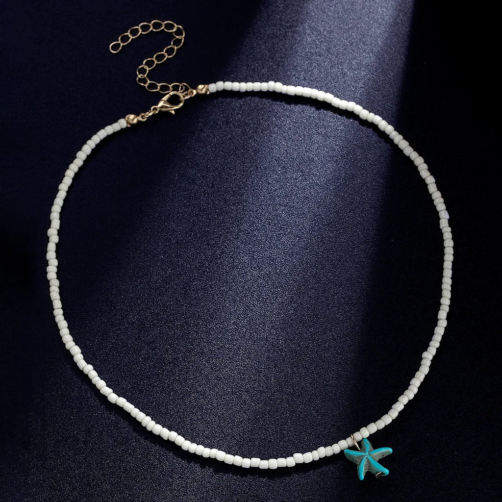 Collar de Estrella de Mar y Turquesa