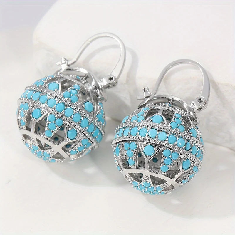Aretes Dorados con Mandala de Turquesa
