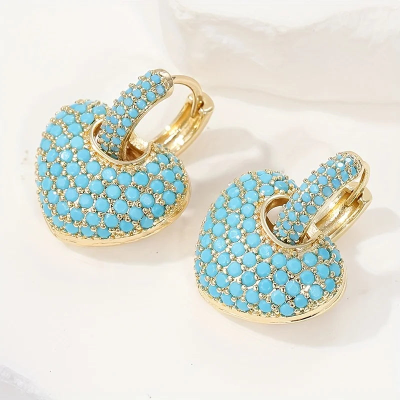 Aretes Elegantes de Corazón de Turquesa