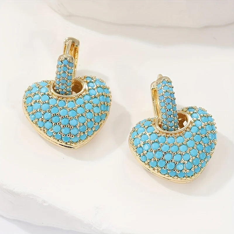 Aretes Elegantes de Corazón de Turquesa