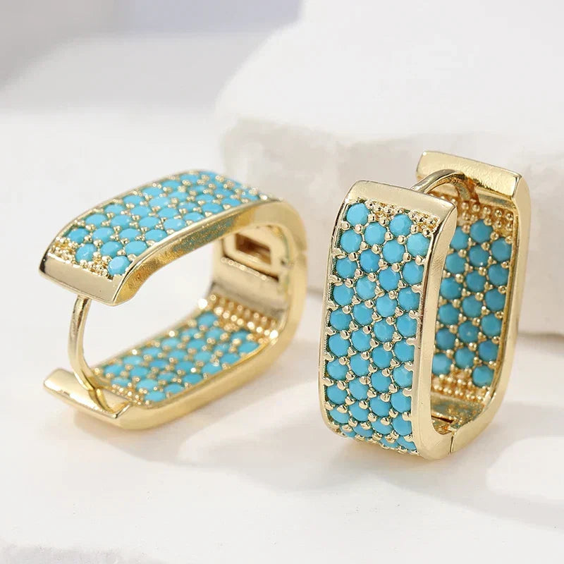 Aretes de Aro Dorados de Turquesa