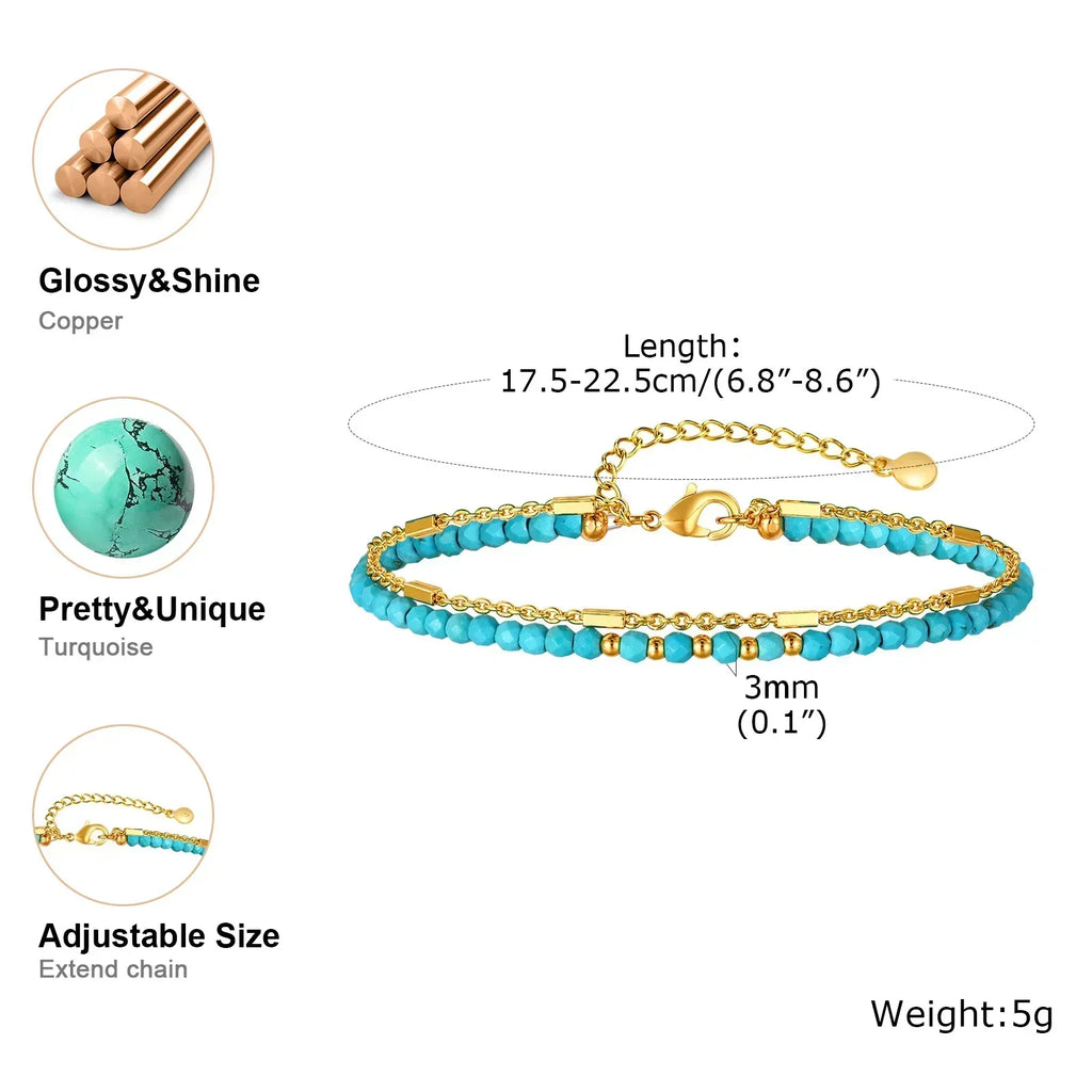 Pulsera Radiante de Cadena Dorada con Turquesa