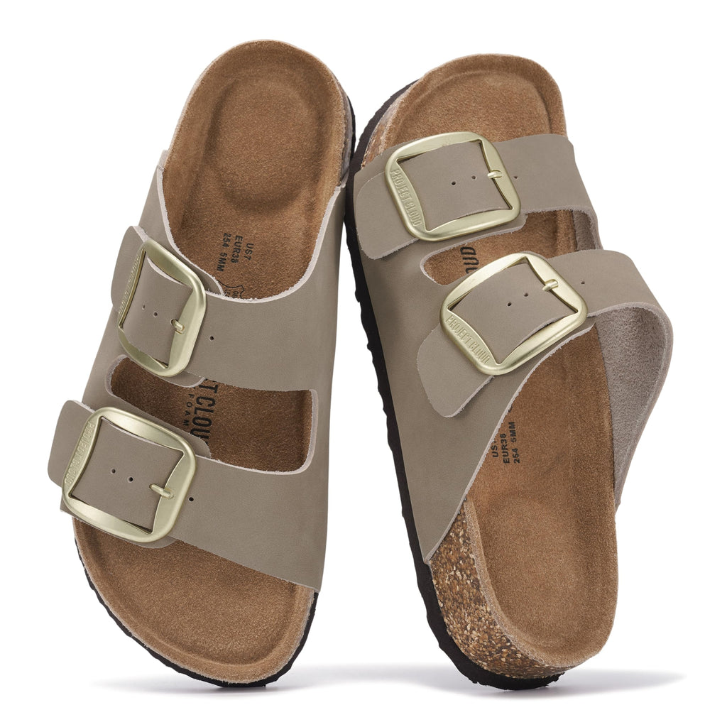 Santorini | Sandalias Planas de Cuero Genuino 100% | Plantilla Plush | Ligeras | Antideslizantes