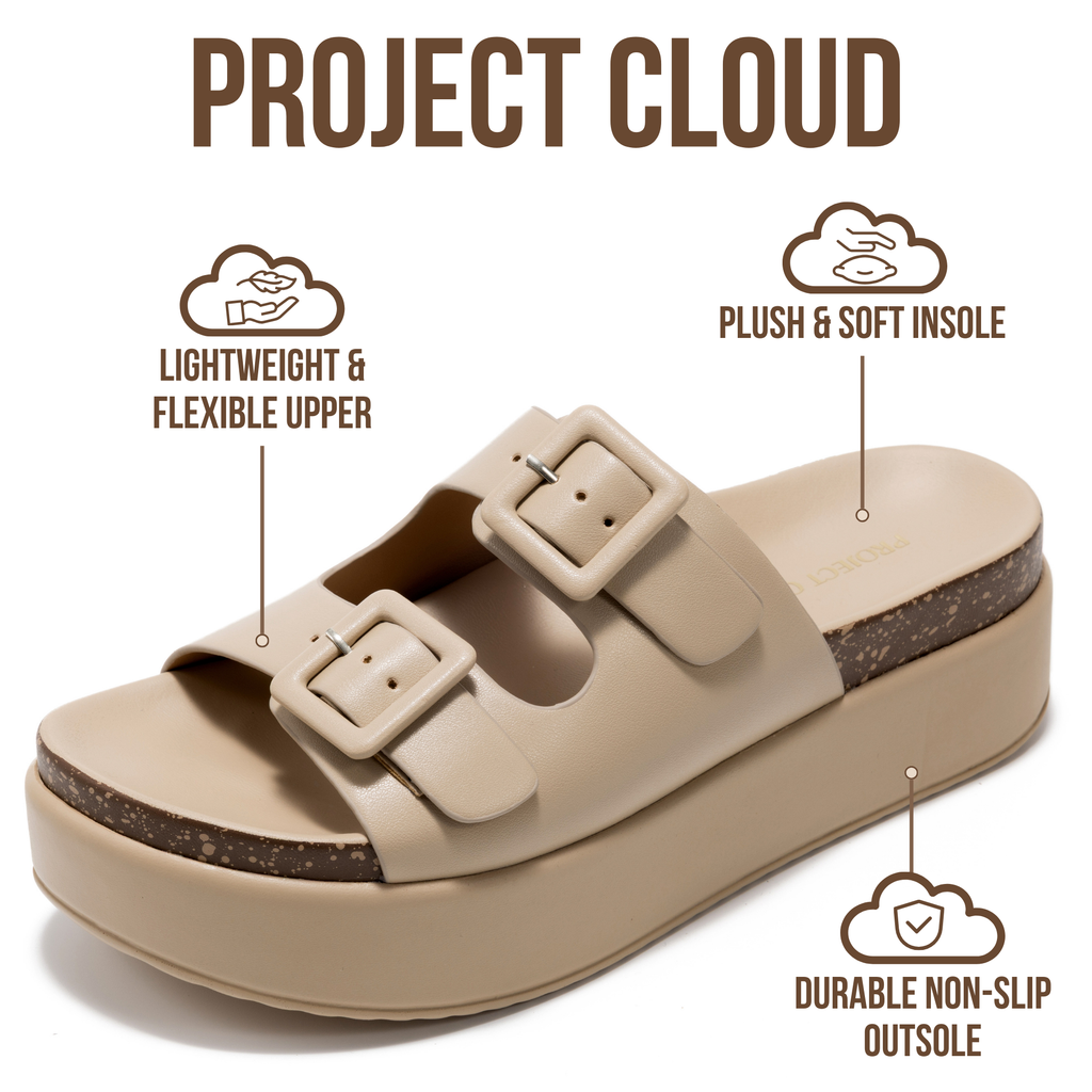 Softy | Sandalias de Plataforma con Cuña | Eco-Cuero | Memory Foam | Antideslizantes