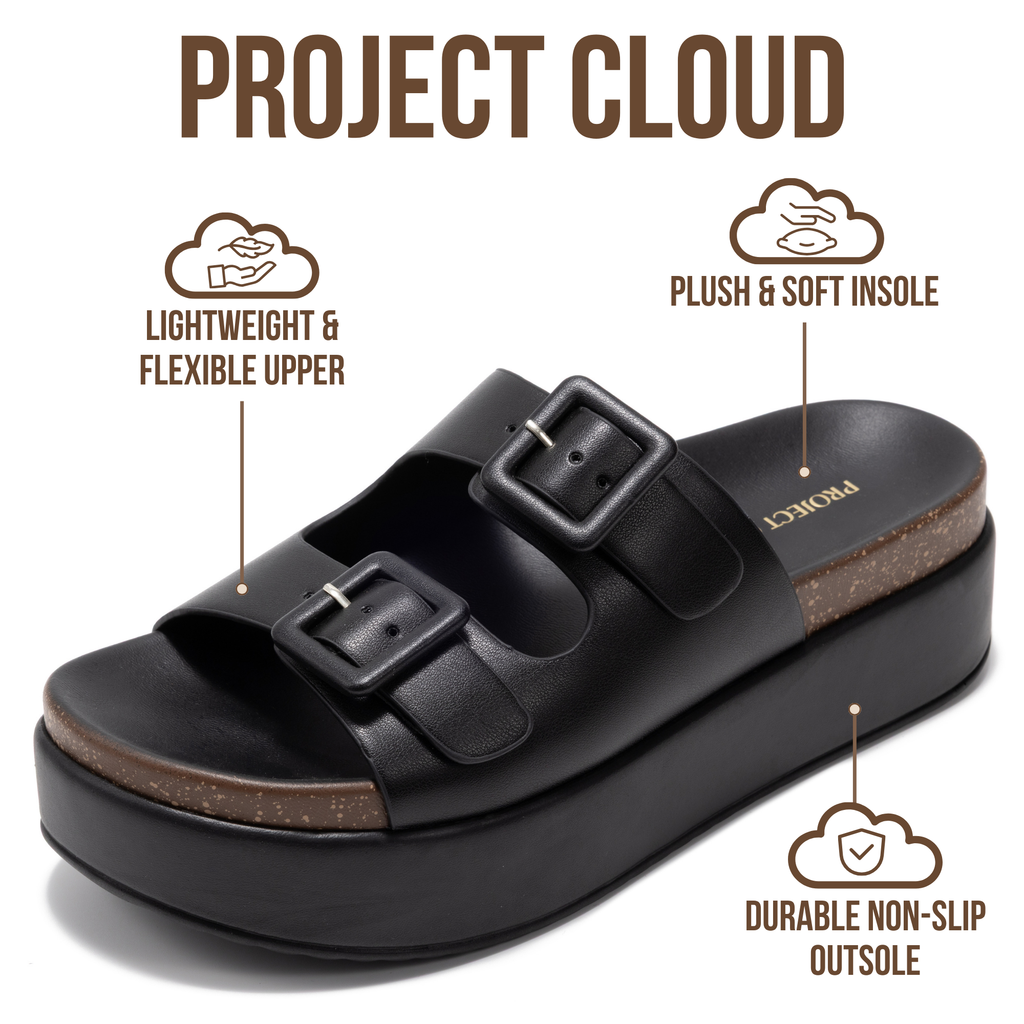 Softy | Sandalias de Plataforma con Cuña | Eco-Cuero | Memory Foam | Antideslizantes