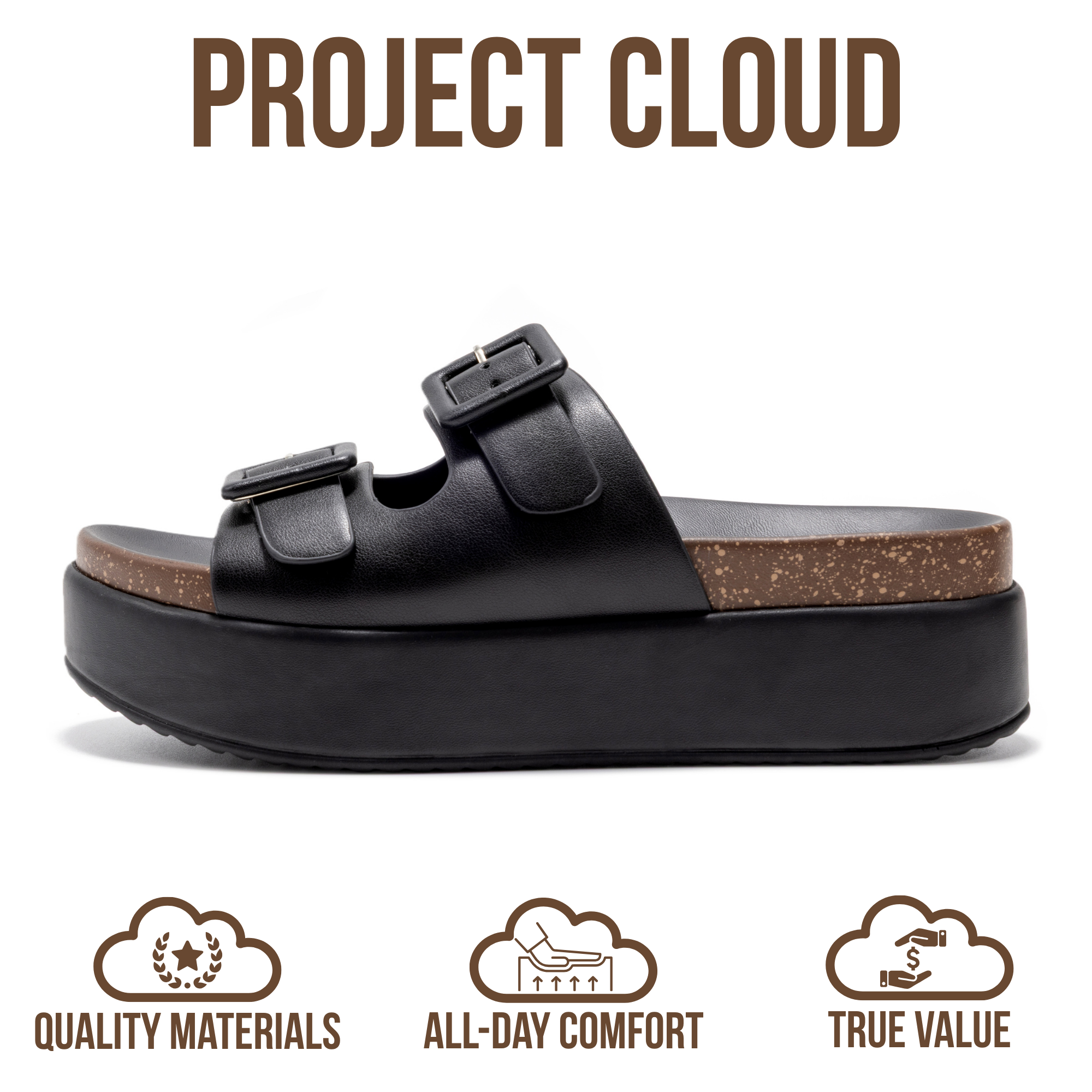 Softy | Sandalias de Plataforma con Cuña | Eco-Cuero | Memory Foam | Antideslizantes